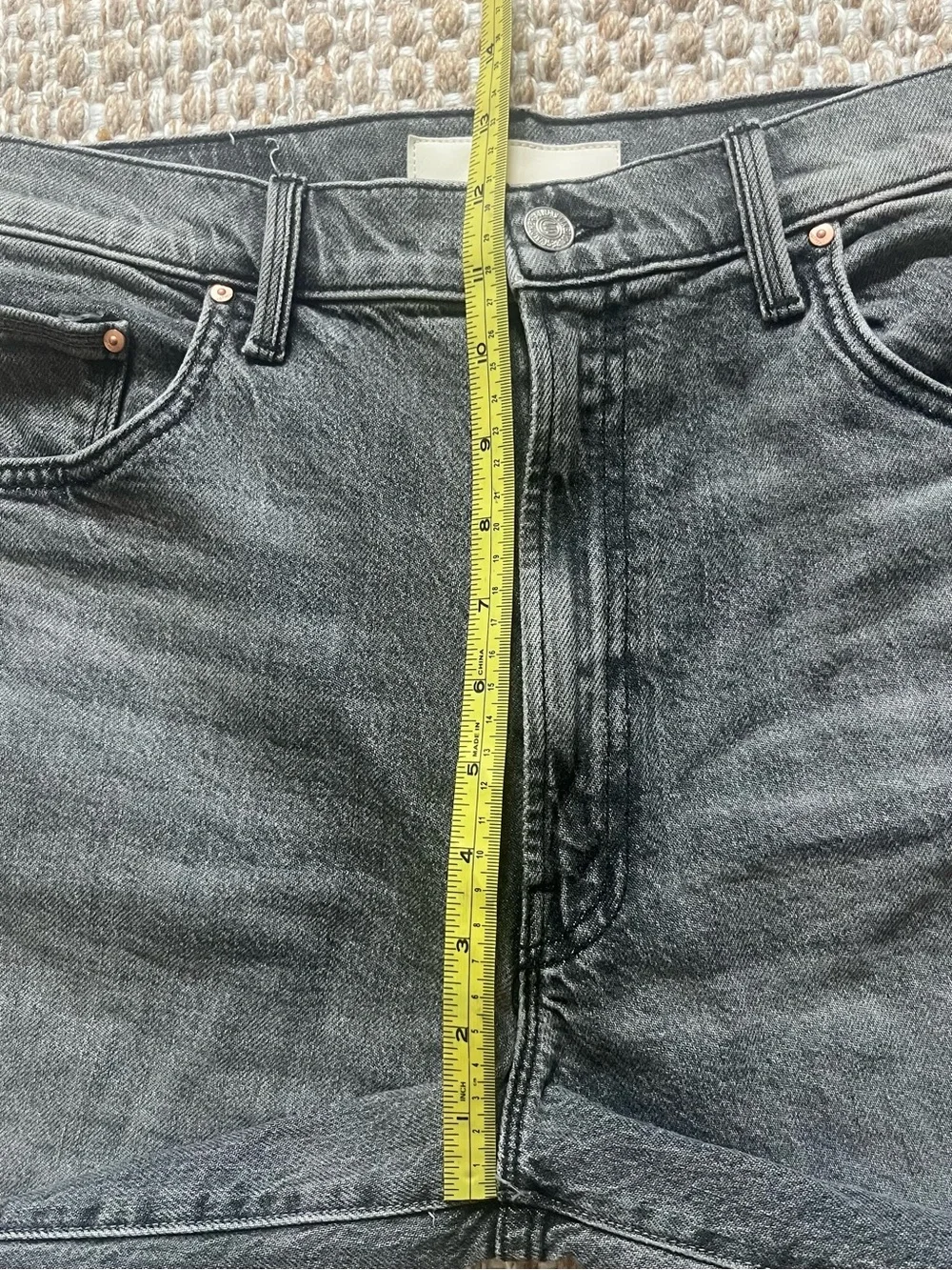 MOTHER The Whole Lot Zip Twist Fray shorts, bait and switch wash